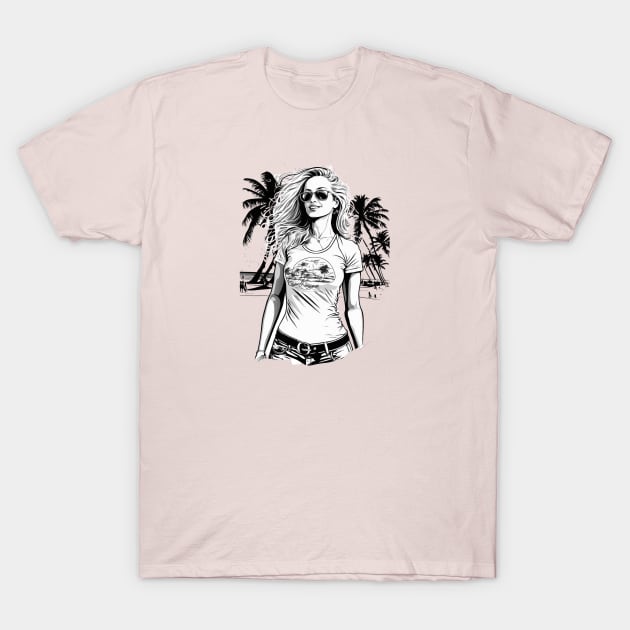 Beach Girl - Original Artwork T-Shirt by Labidabop